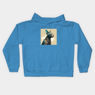 Illustration of a sphinx cat looking to the side on the beige background Kids Hoodie